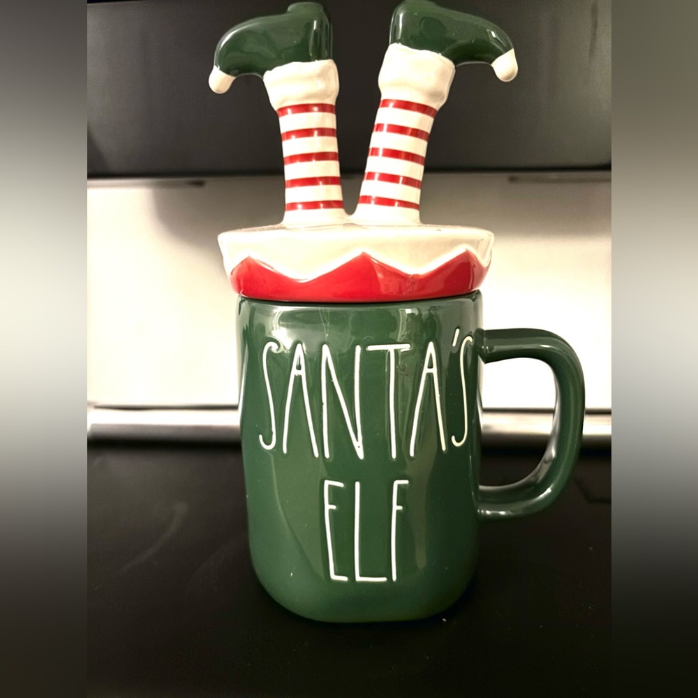 Rae Dunn Santa’s Elf topper mug